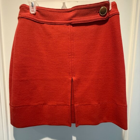Tory Burch X Bergdorf Goodman Coral/Orange Brown Linen Pleated Mini - Picture 10 of 12